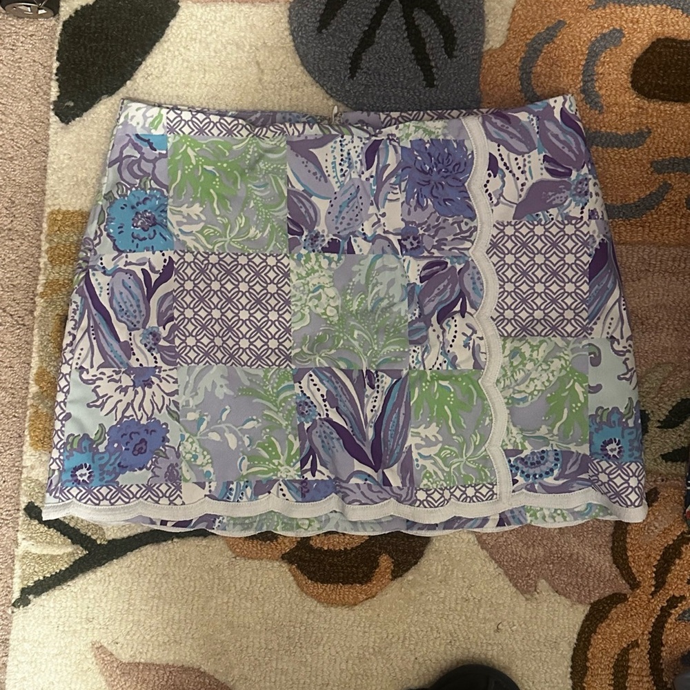Lilly Pulitzer Purple and Green Patchwork Michelina Mini Skort